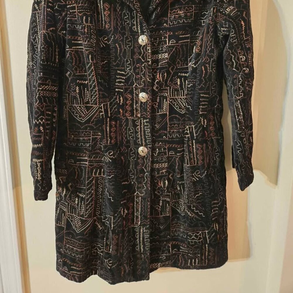 Chico's Size 1/Size Medium Black Velvet Stitched Jacket - Picture 2 of 7